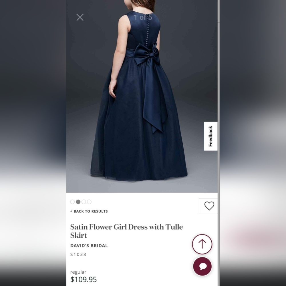 David's Bridal Marine Satin Flower Girl Dress